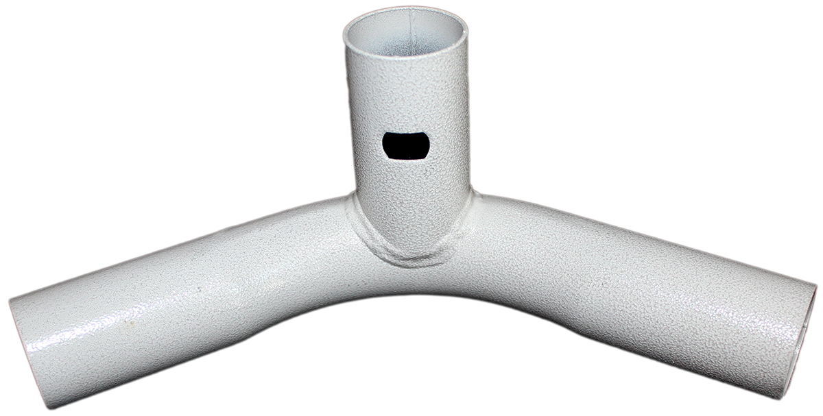 3-Way Fitting / 1 3/8 inch inside diameter. Silver Hammer Tone w Button Hole