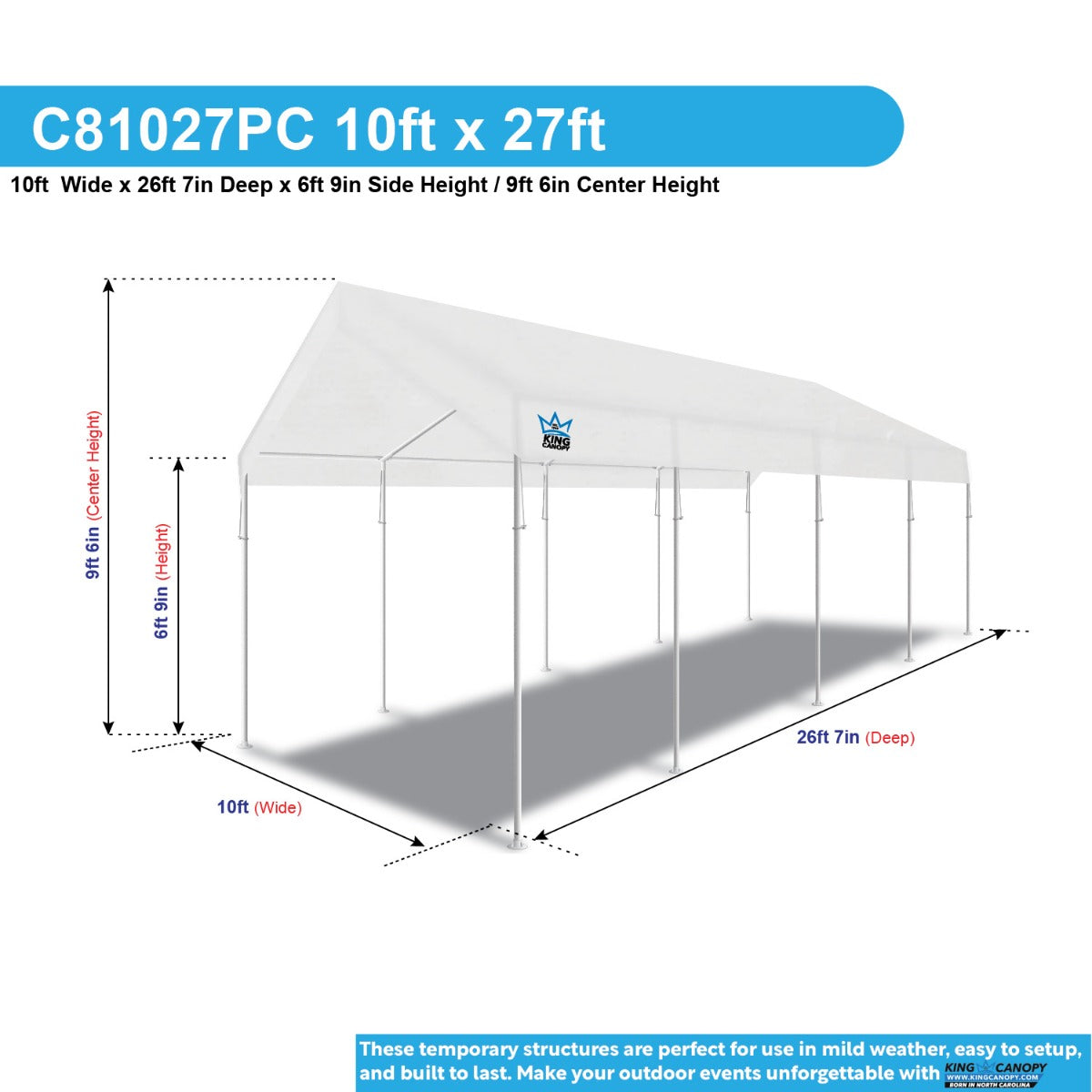 Universal 10 Leg 10X27 Canopy w/ WHITE Cover