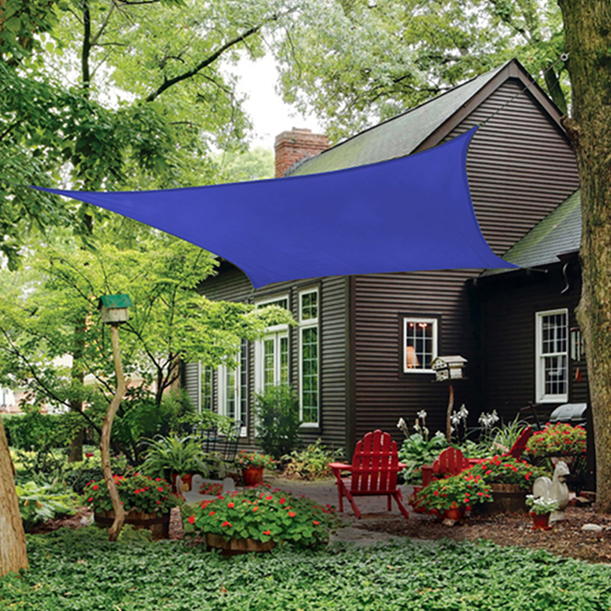 12 ft or 16 ft Quadrilateral Sun Shade Sail in Blue, Green, Sand, or Terracotta Colors
