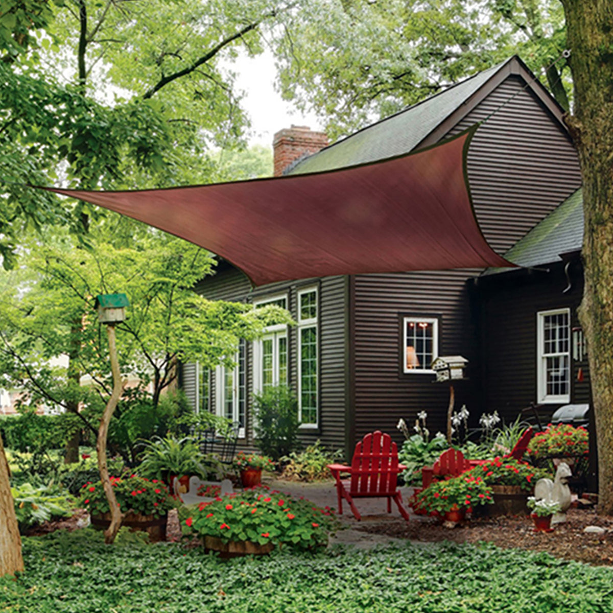 12 ft or 16 ft Quadrilateral Sun Shade Sail in Blue, Green, Sand, or Terracotta Colors