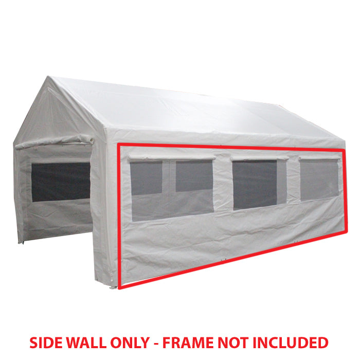 10 ft x 20 ft White Side Wall w/ Flaps and Bug Screen Windows