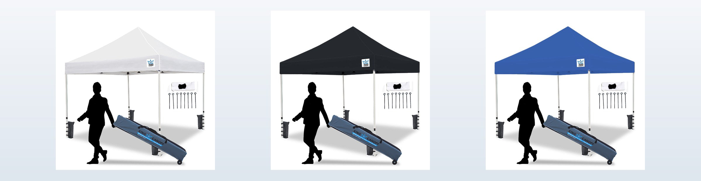 Ares instant pop up tents in white, black and blue