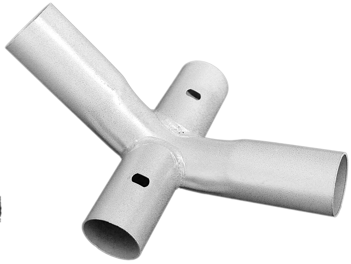 4-Way 2 inch Fitting - Silver Hammertone