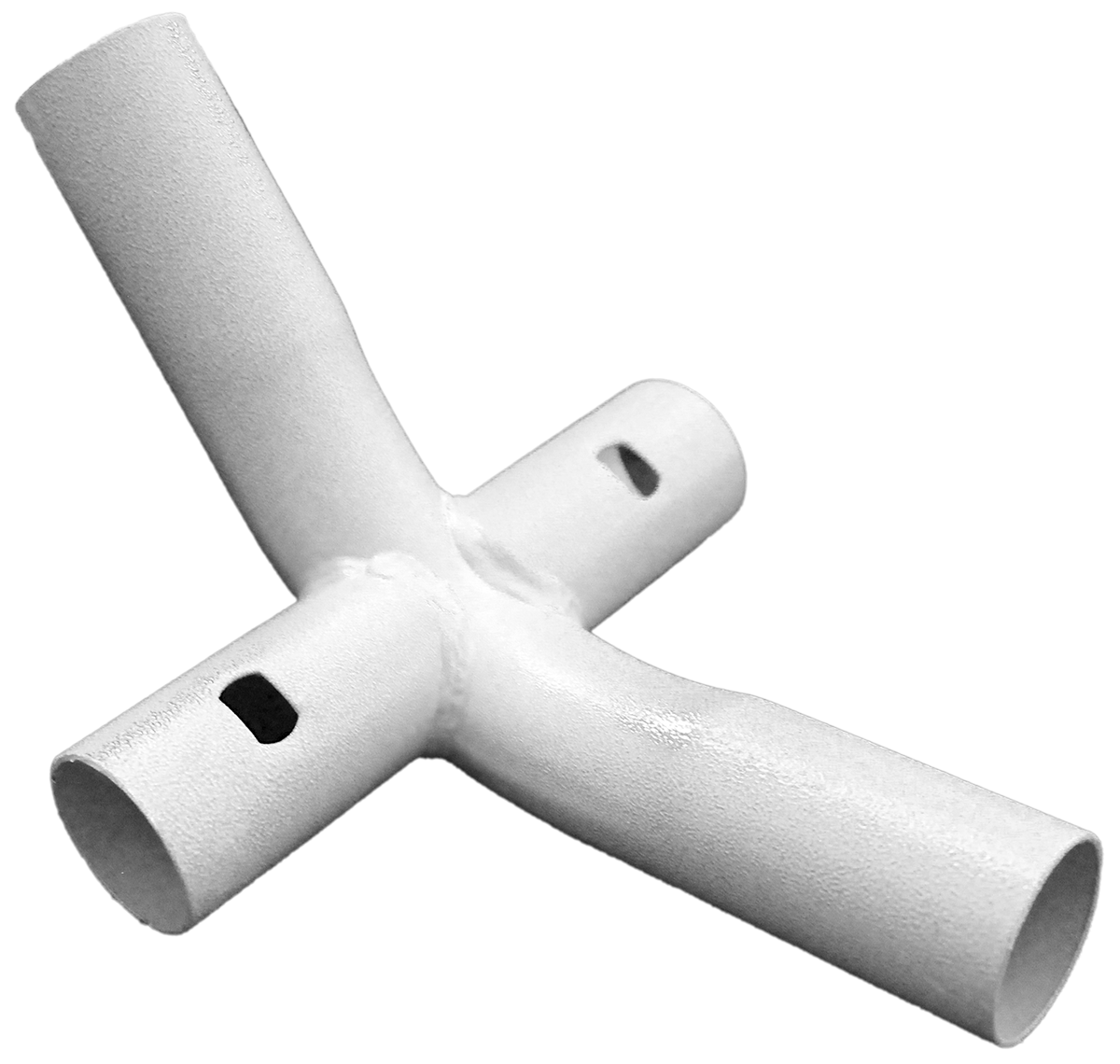 4-Way Fitting / 1 3/8 inch inside diameter - Silver Hammer Tone with Buttons