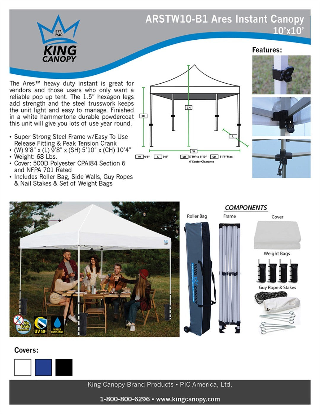 Ares 10x10 Instant Pop Up Tent Bundle