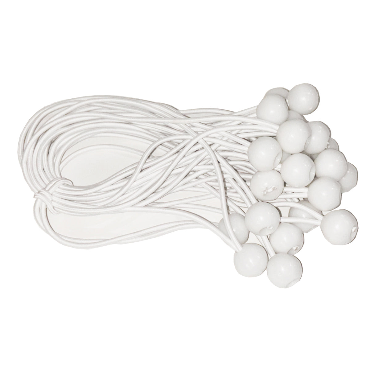 8 inch White Ball Bungee Strap (3/4 Inch Ball)- 25 Pack