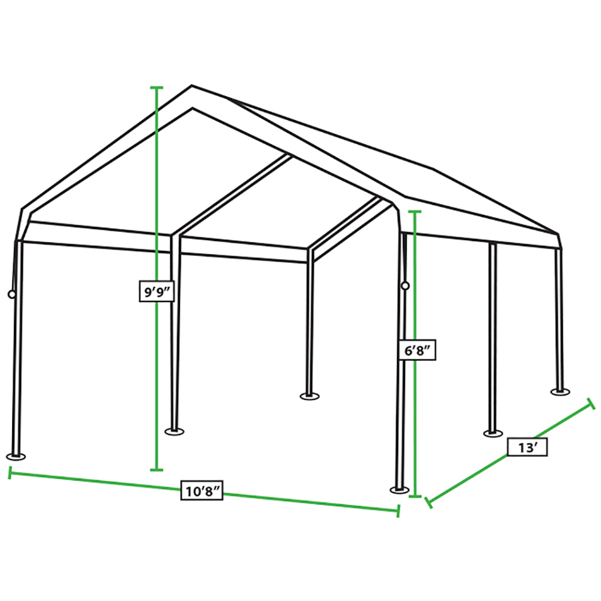 Universal 6 Leg 10X13 Canopy w/ WHITE Cover