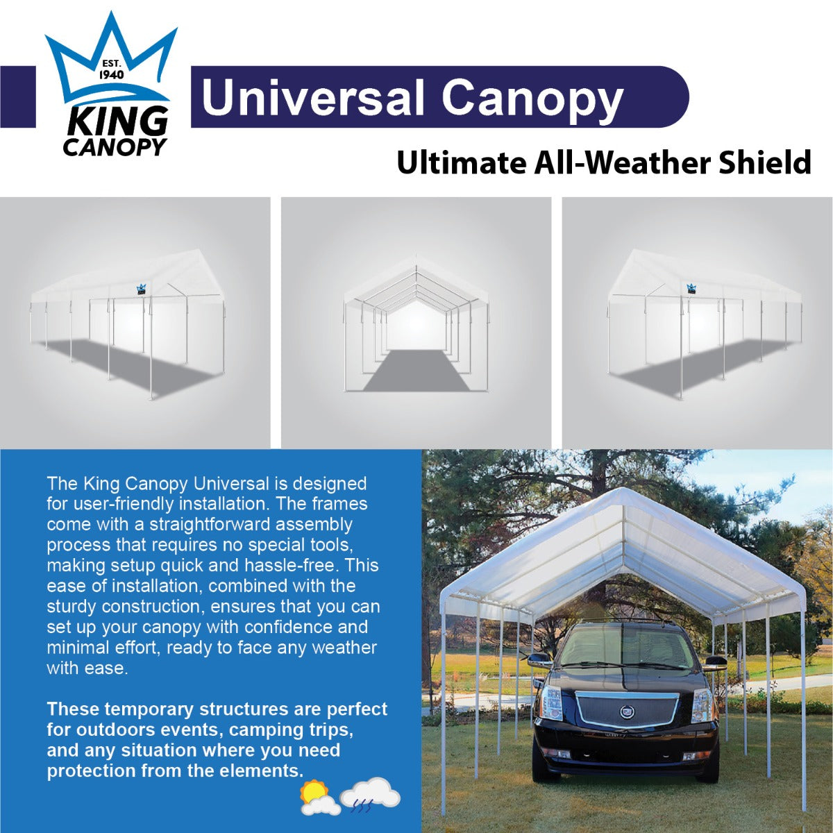 Universal 10 Leg 10X27 Canopy w/ WHITE Cover