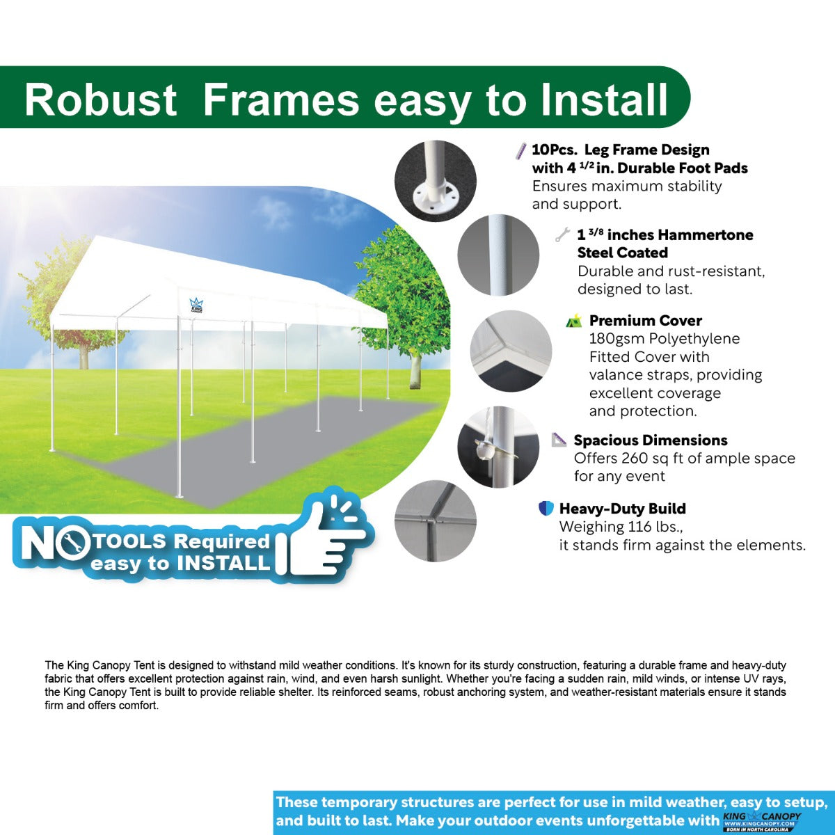 Universal 10 Leg 10X27 Canopy w/ WHITE Cover