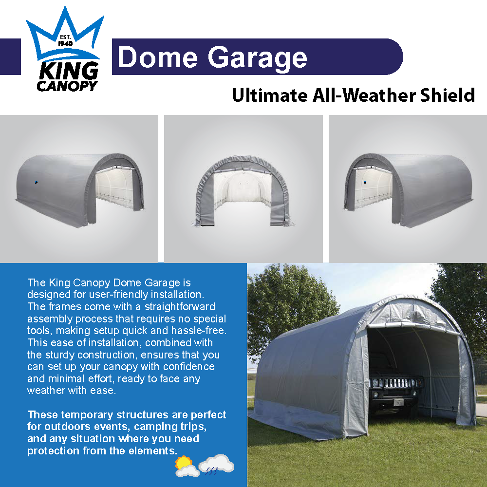 10 ft x 20 ft x 8 ft Dome Garage, 245gsm