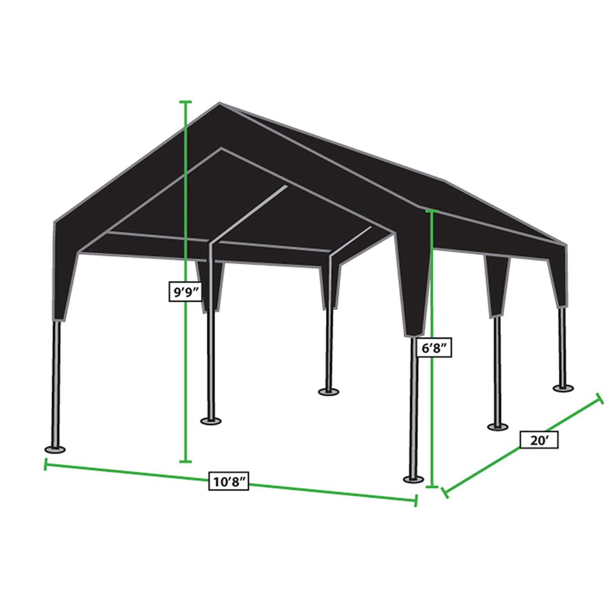 10 ft x 20 ft Garden Shade Canopy