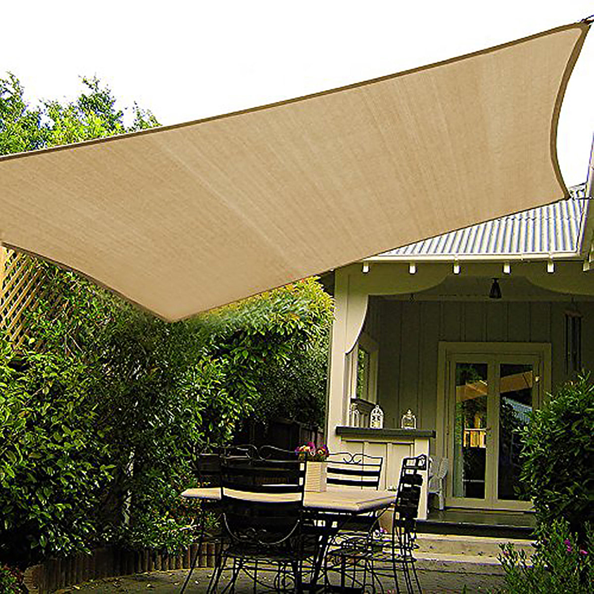12 ft or 16 ft Quadrilateral Sun Shade Sail in Blue, Green, Sand, or Terracotta Colors