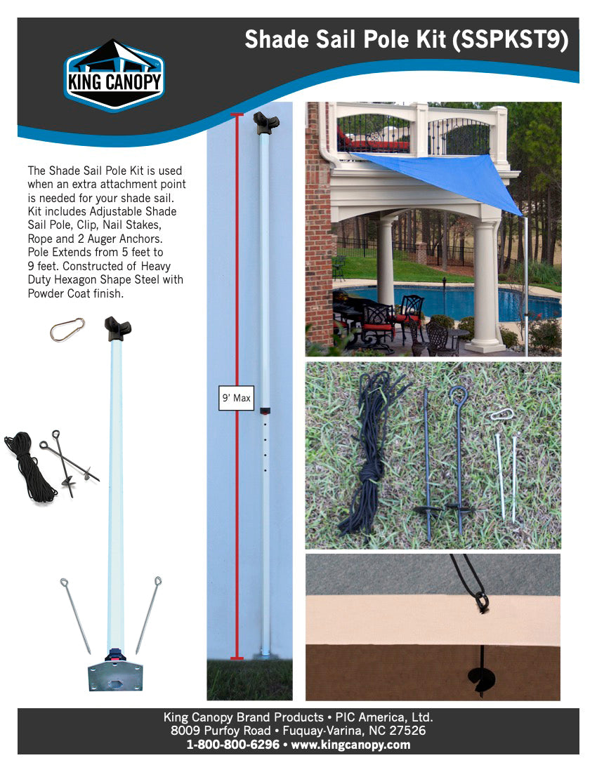 Shade Sail Pole Kit 9 ft. Extension