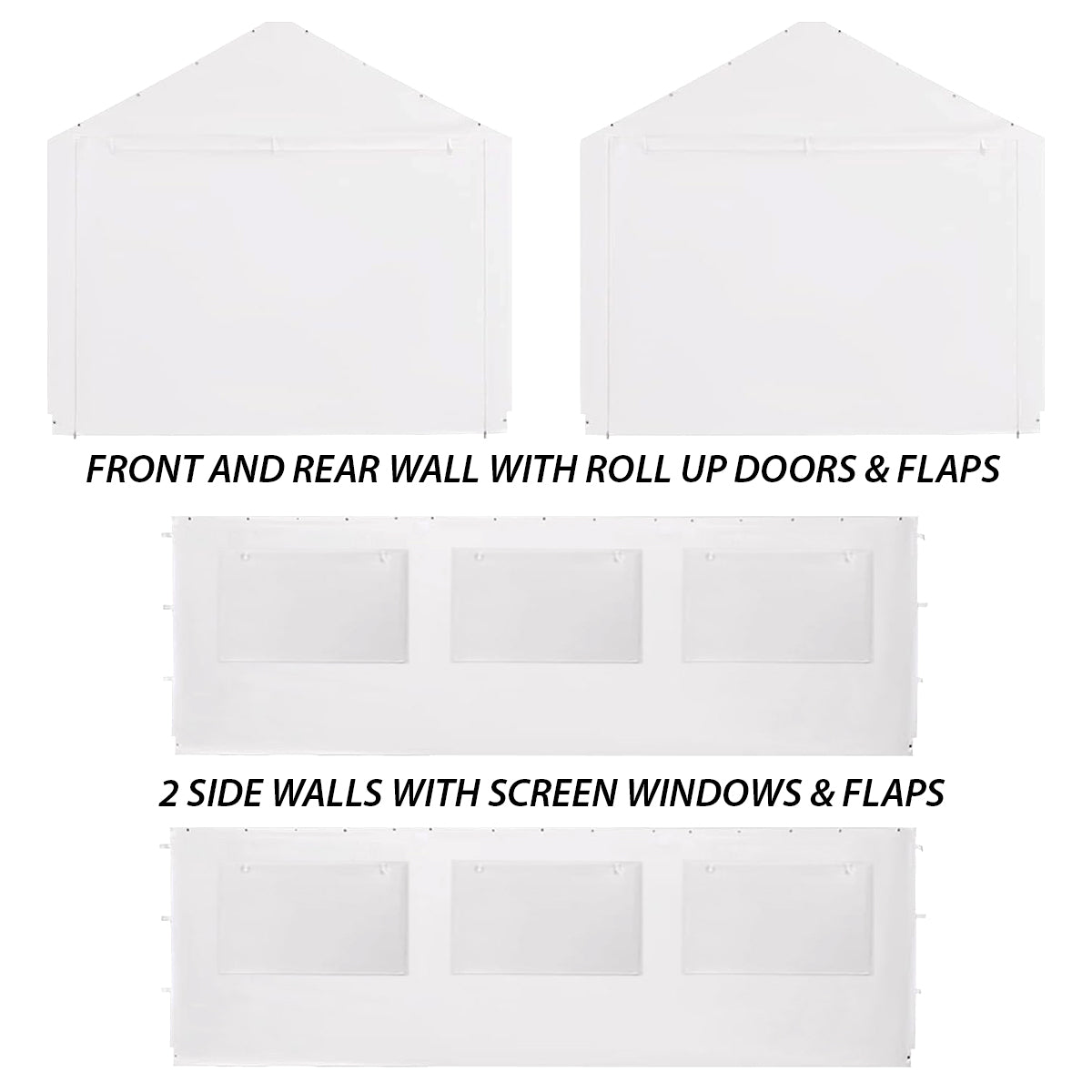 20 ft x 20 ft Sidewall Kit w/ Flaps and Bug Screen Windows For Expandable Canopy