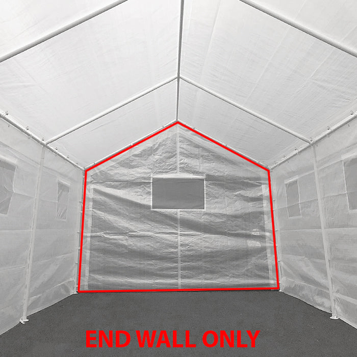 10 ft 8 in x 20 ft Greenhouse Opaque White End Wall w/ Bug Screen Window