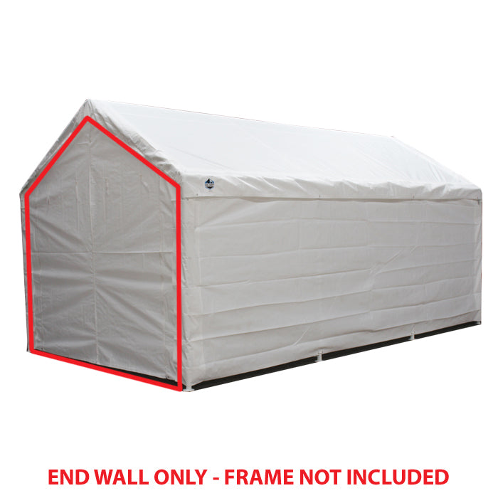 10 ft 8 in x 20 ft White End-Wall w/ Flaps and Zippers