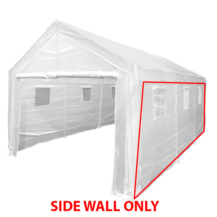 10 ft x 20 ft Greenhouse Opaque White Side Wall w/ Bug Screen Windows