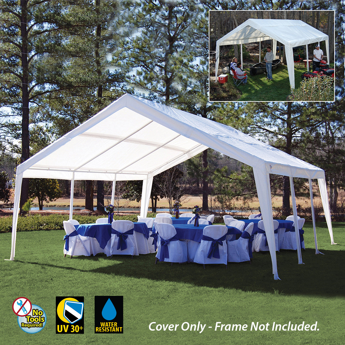 12 ft x 20 ft/20 ft x 20 ft White Fitted Cover for EX1220