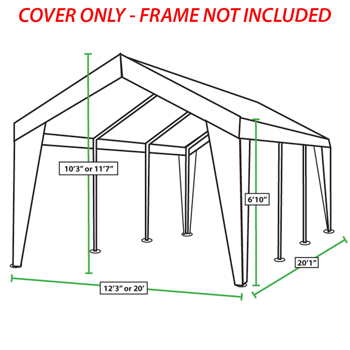 12 ft x 20 ft/20 ft x 20 ft White Fitted Cover for EX1220