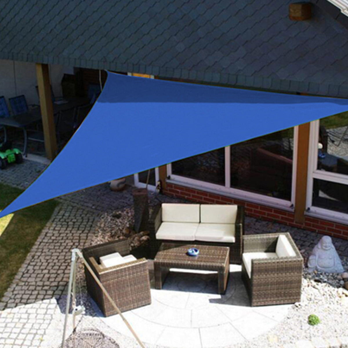 12 ft or 16 ft Triangle Sun Shade Sail in Blue, Green, Sand, or Terracotta Colors