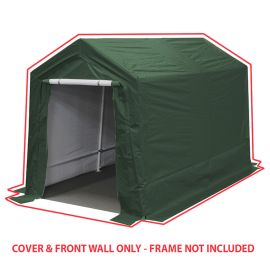 7 ft x 12 ft G0712 Green Garage Cover and Front Wall with Door