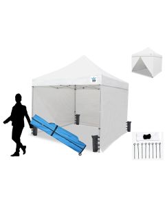 *REFURBISHED* Ares 10x10 Instant Pop Up w/ WHITE Cover - Bundle w/ Side Walls, Stakes & Weight Bags