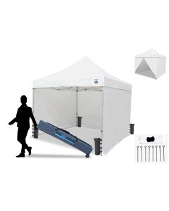 Ares 10x10 Instant Pop Up w/ WHITE Cover - Bundle w/ Side Walls, Stakes & Weight Bags