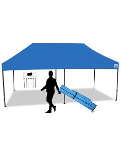 ATHENA 10X20 BLACK FRAME Instant Pop Up Tent w/ BLUE Cover