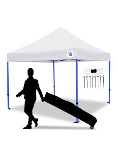 ATHENA 10X10 BLUE FRAME Instant Pop Up Tent w/ WHITE Cover