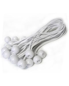 8 inch White Ball Bungee Strap - 25 Pack