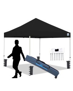 Festival 10x10 Instant Pop Up Tent w/ BLACK Cover - Bundle w/ Stakes & Weight Bags