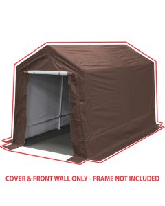 7 ft x 12 ft G0712 Brown Garage Cover and Front Wall with Door