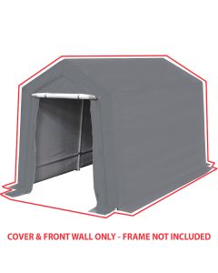  7 ft x 12 ft G0712 Silver Garage Cover and Front Wall with Door
