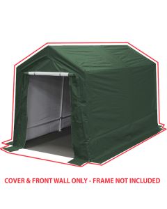 7 ft x 12 ft G0712 Green Garage Cover and Front Wall with Door