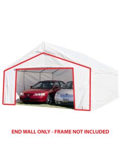 18 ft White End Wall w/ Flaps and Zippers