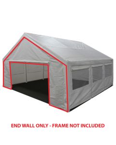 20 ft White End Wall w/ Flaps and Zippers