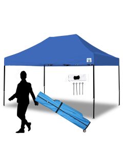 TUFF TENT BLACK Frame 10X15 Instant Pop Up Tent w/ BLUE Cover