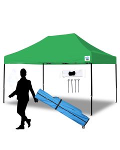 TUFF TENT BLACK Frame 10X15 Instant Pop Up Tent w/ GREEN Cover