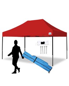 TUFF TENT BLACK Frame 10X15 Instant Pop Up Tent w/ RED Cover