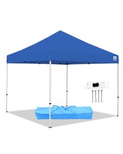 TUFF TENT WHITE Frame 8 X 8 Instant Pop Up Tent w/ BLUE Cover