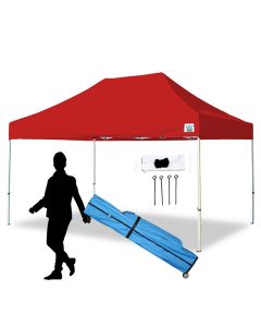 TUFF TENT WHITE Frame 10X15 Instant Pop Up Tent w/ RED Cover