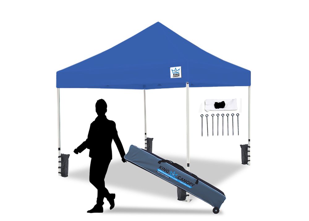 Ares 10x10 Instant Pop Up w/ BLUE Cover - Bundle w/ Stakes & Weight Bags
