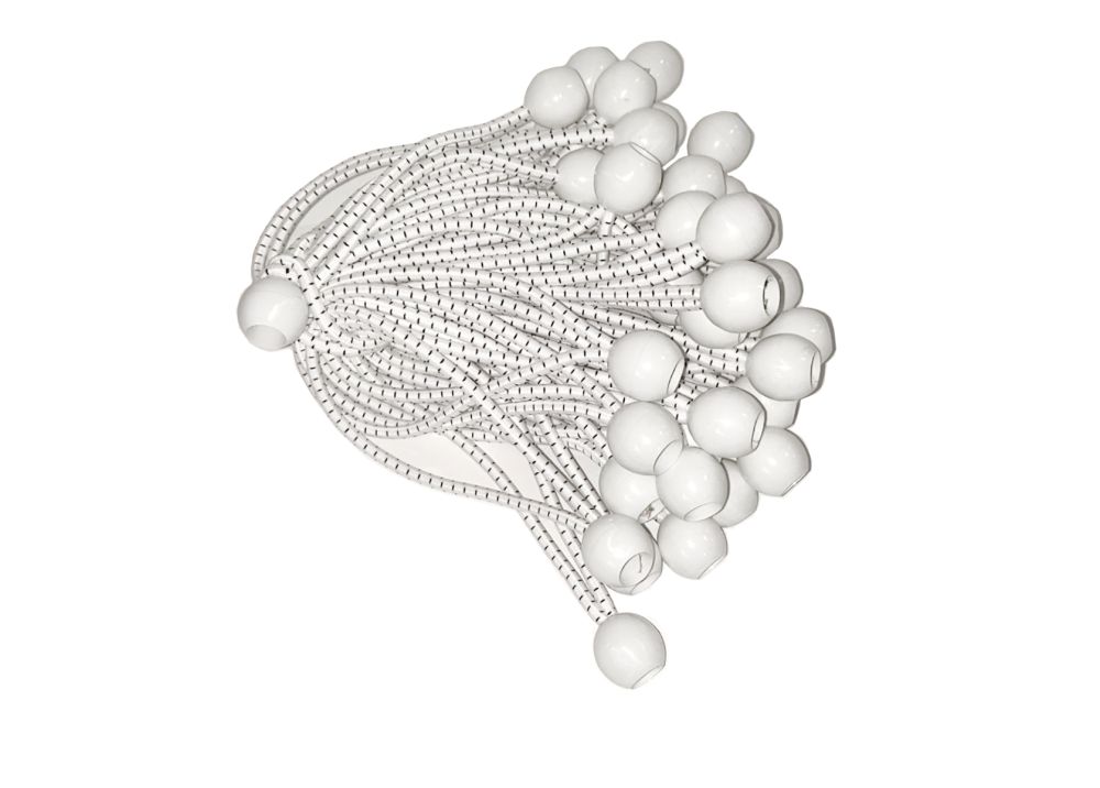 8 inch  White Ball Bungee Strap - 50 pack