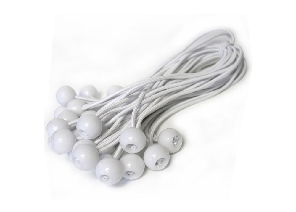 8 inch  White Ball Bungee Strap - 50 pack