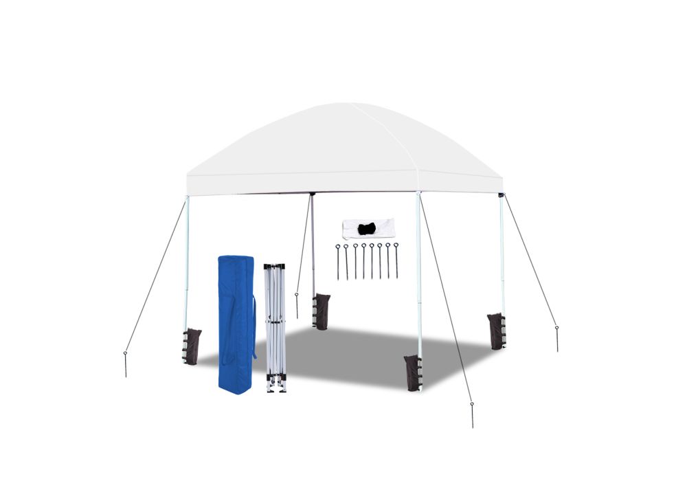 Easyshut 8x8 Instant Pop Up w/ WHITE Cover - Bundle w/ Stakes & Weight Bags