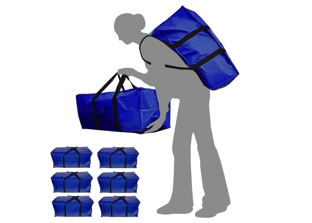 King Canopy 6 Pack Extra Large Moving Bags with Zippers & Carrying Handles