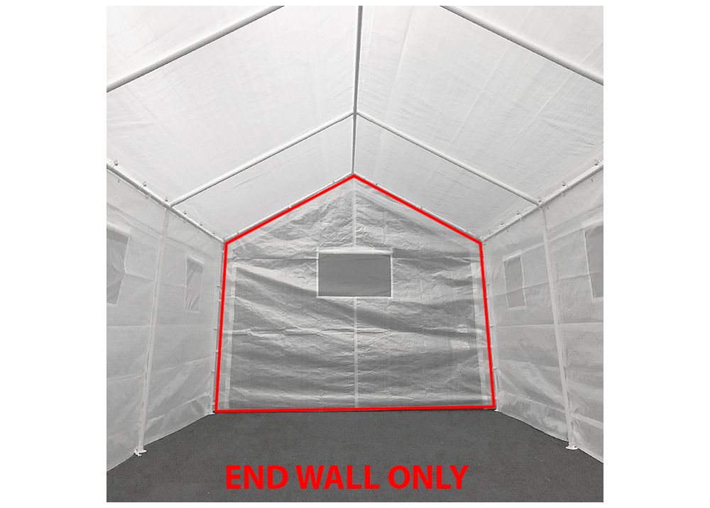 10 ft 8 in x 20 ft Greenhouse Opaque White End Wall w/ Bug Screen Window