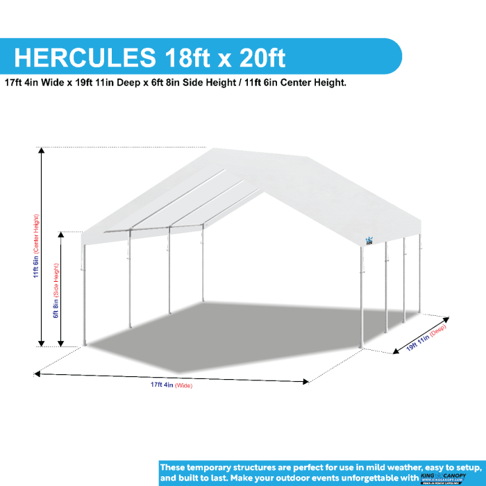 HERCULES 18X20 Canopy w/ WHITE Cover